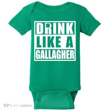 Drink Like A Gallagher Funny St. Patrick's Day Irish Clover Baby Bodysuit