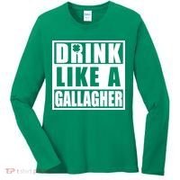 Drink Like A Gallagher Funny St. Patrick's Day Irish Clover Women's Long Sleeve Shirt thumb 0