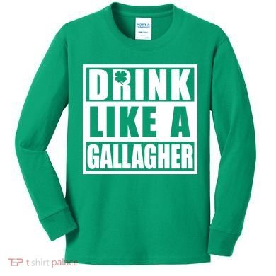 Drink Like A Gallagher Funny St. Patrick's Day Irish Clover Kids Long Sleeve Shirt