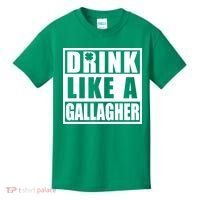 Drink Like A Gallagher Funny St. Patrick's Day Irish Clover Kids T-Shirt thumb 0