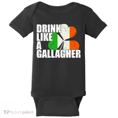 Drink Like A Gallagher Irish Clover Baby Bodysuit