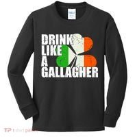 Drink Like A Gallagher Irish Clover Kids Long Sleeve Shirt thumb 0