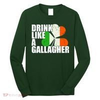 Drink Like A Gallagher Irish Clover Long Sleeve Shirt thumb 0