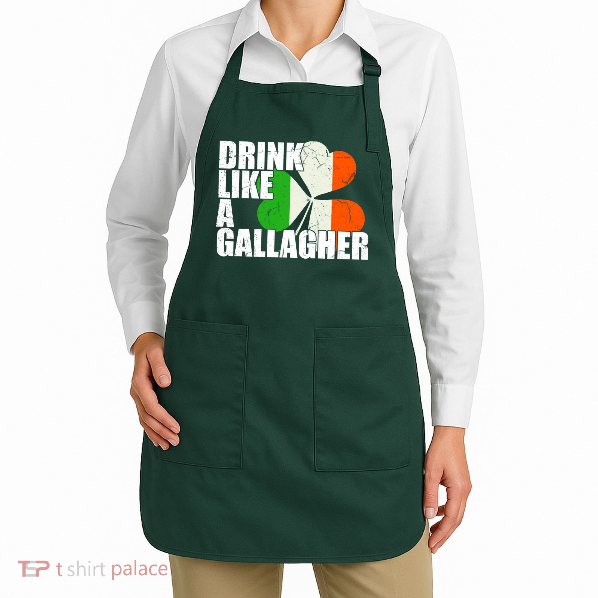 Drink Like A Gallagher Irish Clover Apron