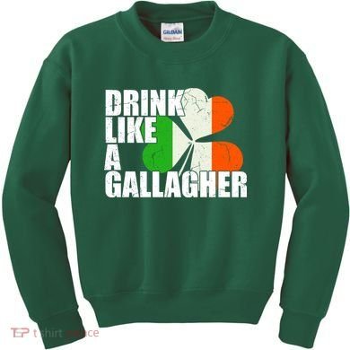 Drink Like A Gallagher Irish Clover Kids Sweatshirt