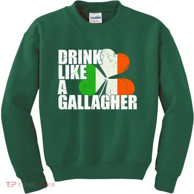 Drink Like A Gallagher Irish Clover Kids Sweatshirt