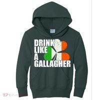 Drink Like A Gallagher Irish Clover Kids Hoodie thumb 0