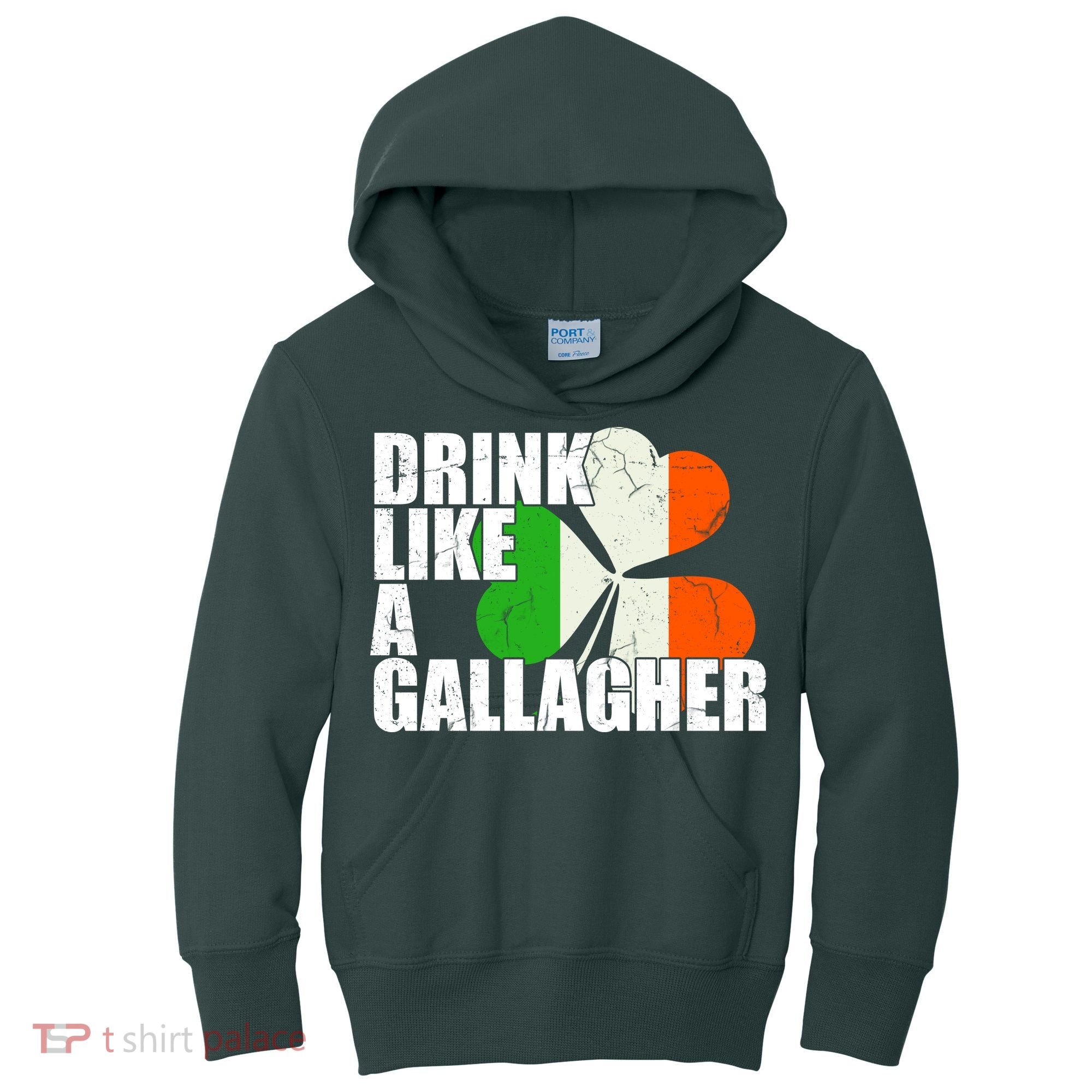 Drink Like A Gallagher Irish Clover Kids Hoodie