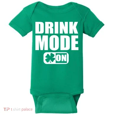 Drink Mode On Funny St. Patrick's Day Baby Bodysuit