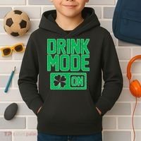 Drink Mode On Irish Clover Kids Hoodie thumb 2