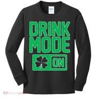 Drink Mode On Irish Clover Kids Long Sleeve Shirt thumb 0