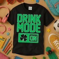 Drink Mode On Irish Clover Kids T-Shirt thumb 3