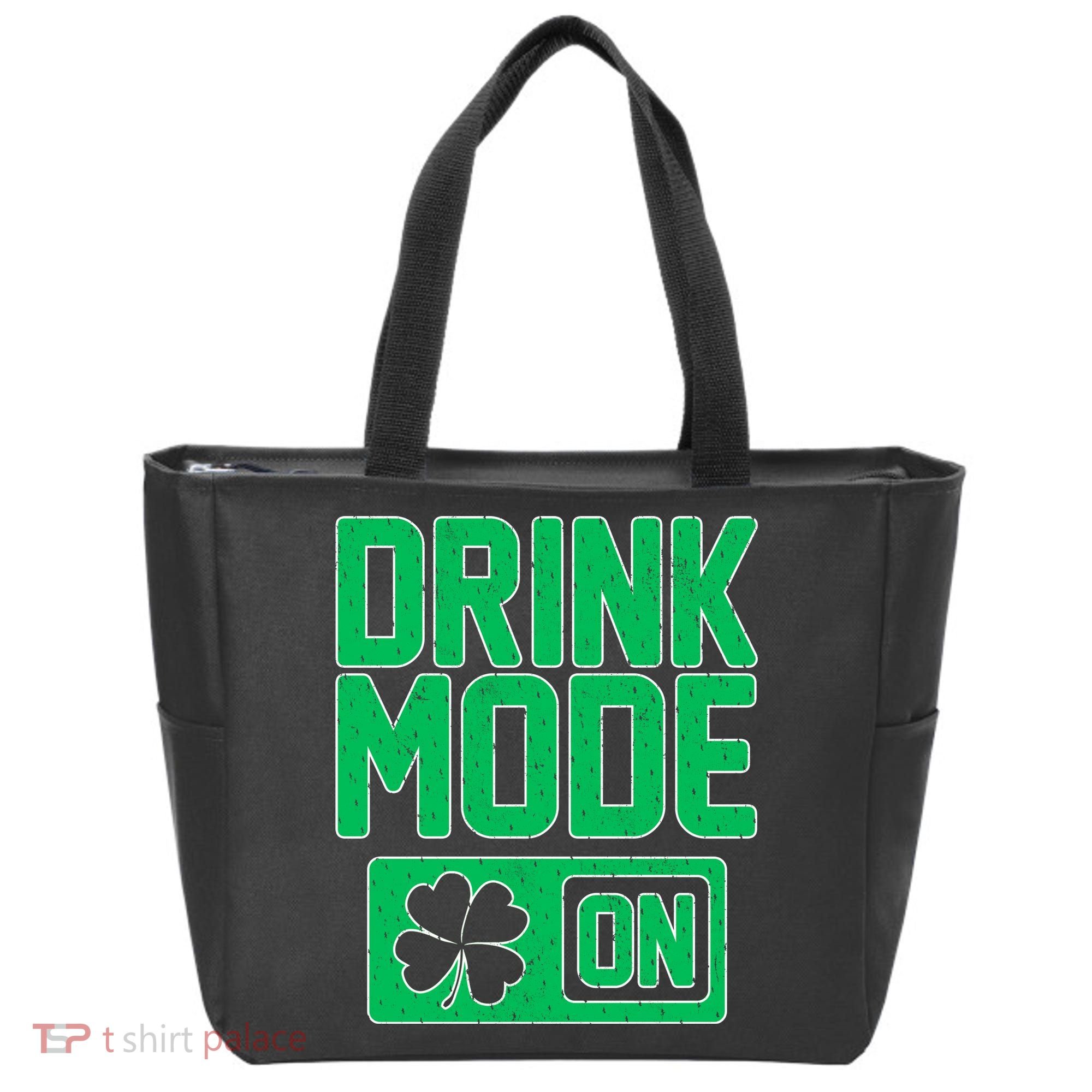 Drink Mode On Irish Clover Tote Bag