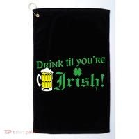 Drink Til' Your Irish Beer Pitcher St. Patrick's Day Golf Towel thumb 0