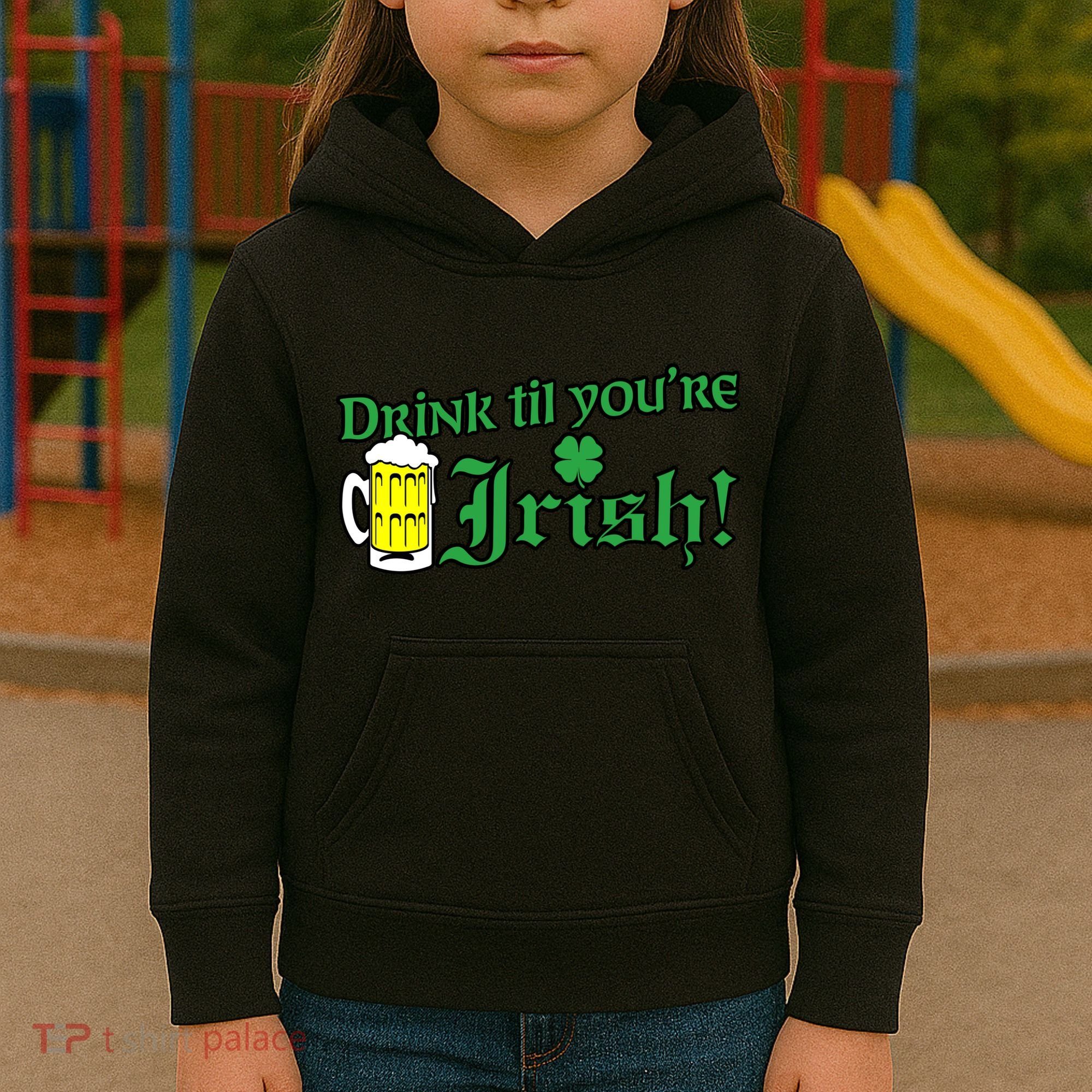 Drink Til' Your Irish Beer Pitcher St. Patrick's Day Kids Hoodie