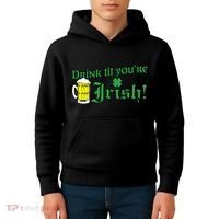 Drink Til' Your Irish Beer Pitcher St. Patrick's Day Kids Hoodie thumb 4