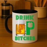 Drink Up Bitches Funny St. Patrick's Day Beer Drinking Coffee Mug thumb 4