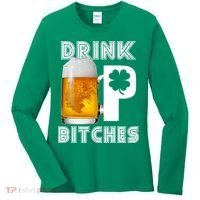Drink Up Bitches Funny St. Patrick's Day Beer Drinking Women's Long Sleeve Shirt thumb 0