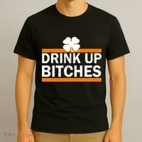 Drink Up Bitches Irish Clover T-Shirt thumb 3