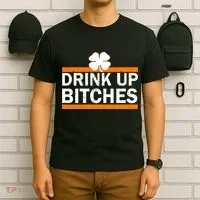 Drink Up Bitches Irish Clover T-Shirt thumb 6