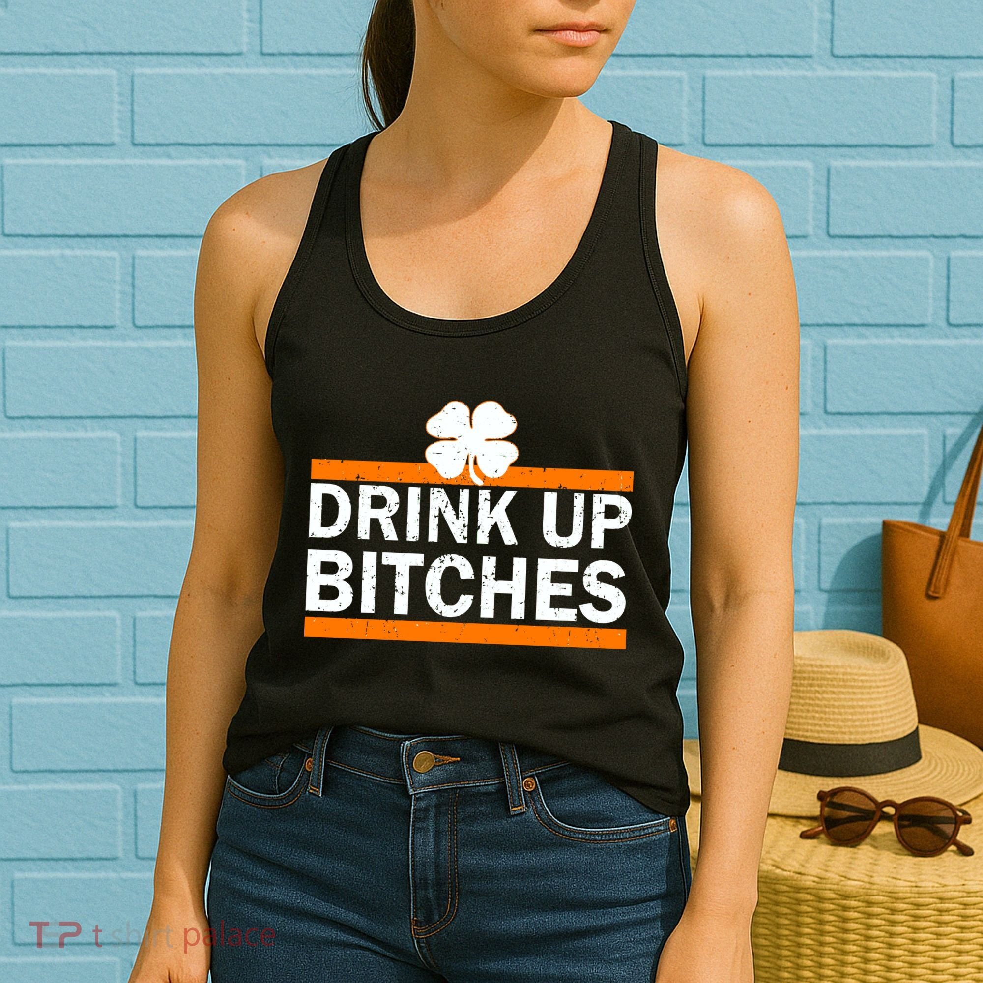 Drink Up Bitches Irish Clover Women's Tank Top