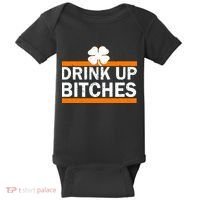 Drink Up Bitches Irish Clover Baby Bodysuit thumb 0