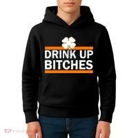 Drink Up Bitches Irish Clover Kids Hoodie thumb 4