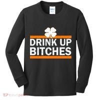 Drink Up Bitches Irish Clover Kids Long Sleeve Shirt thumb 0