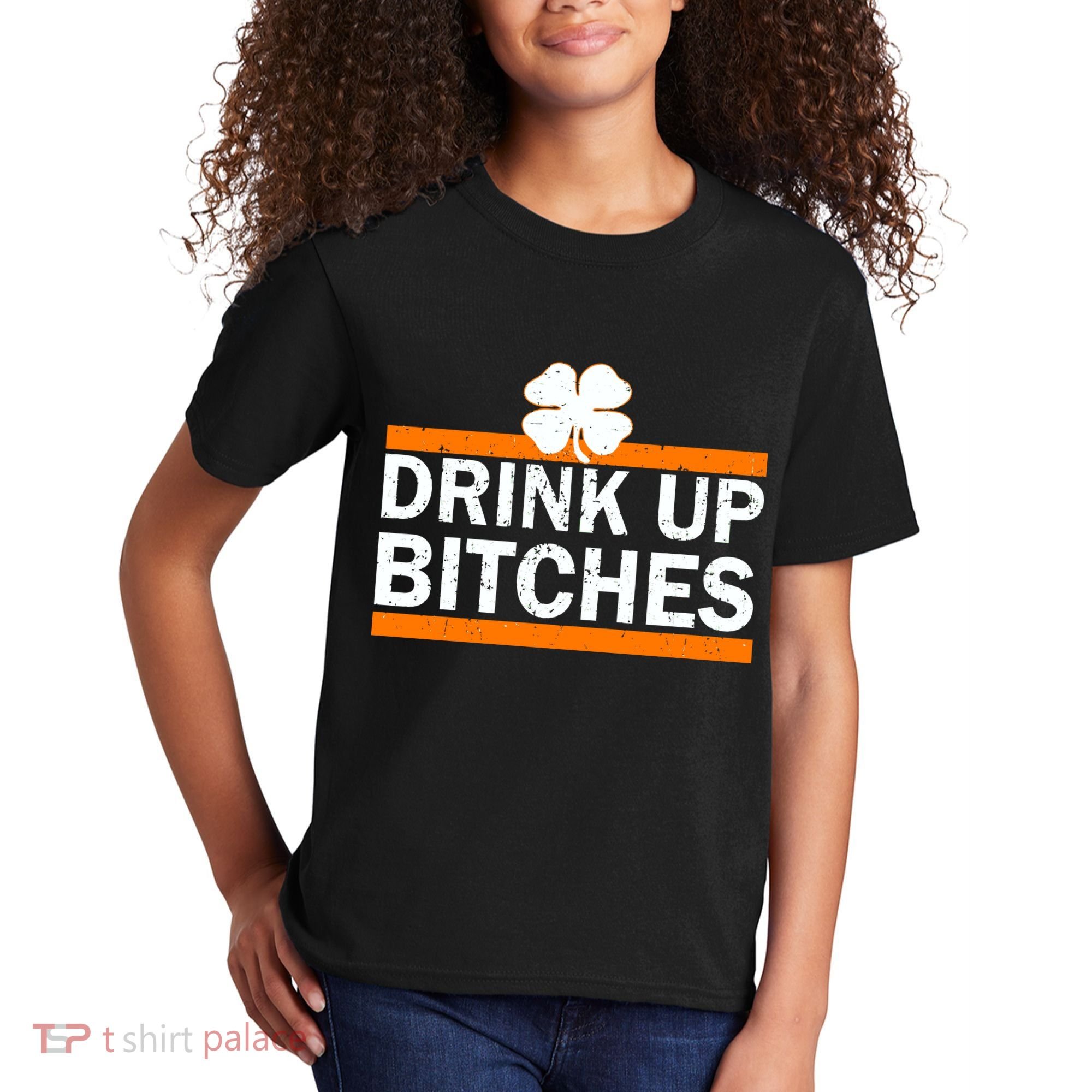 Drink Up Bitches Irish Clover Kids T-Shirt