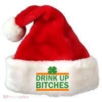 Drink Up Bitches Irish Clover Santa Hat thumb 0