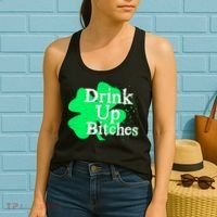 Drink Up Bitches St Patrick's Day Clover Women's Tank Top thumb 2