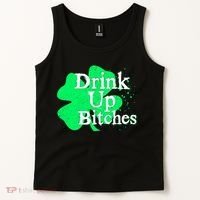 Drink Up Bitches St Patrick's Day Clover Tank Top thumb 2