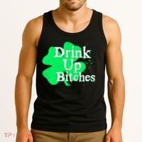 Drink Up Bitches St Patrick's Day Clover Tank Top thumb 3