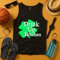 Drink Up Bitches St Patrick's Day Clover Tank Top thumb 4