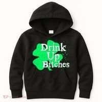 Drink Up Bitches St Patrick's Day Clover Kids Hoodie thumb 0