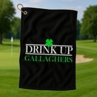 Drink Up Gallaghers Funny St. Patrick's Day Golf Towel thumb 1