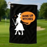 Drink Up Witches Funny Witch Golf Towel thumb 1