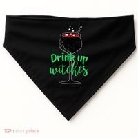 Drink Up Witches Halloween Wine USA-Made Doggie Bandana thumb 0