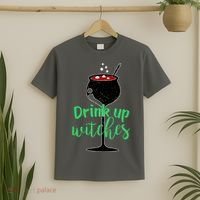 Drink Up Witches Halloween Wine T-Shirt thumb 2