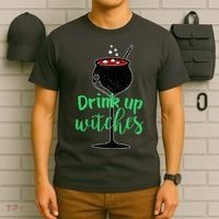 Drink Up Witches Halloween Wine T-Shirt thumb 6
