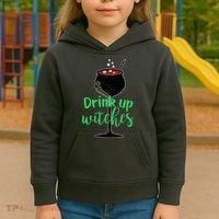 Drink Up Witches Halloween Wine Kids Hoodie thumb 3
