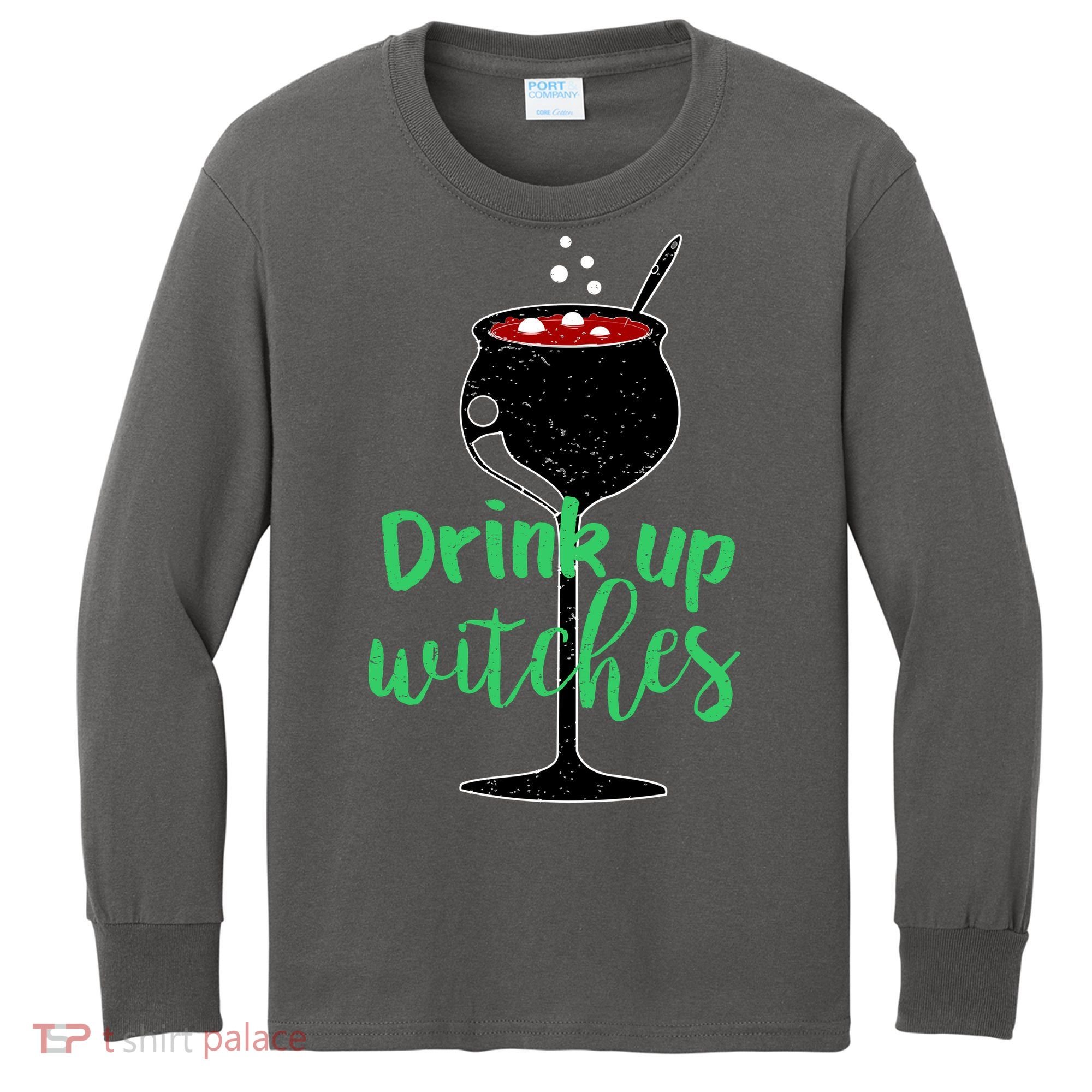 Drink Up Witches Halloween Wine Kids Long Sleeve Shirt