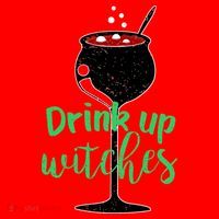 Drink Up Witches Halloween Wine Santa Hat thumb 1