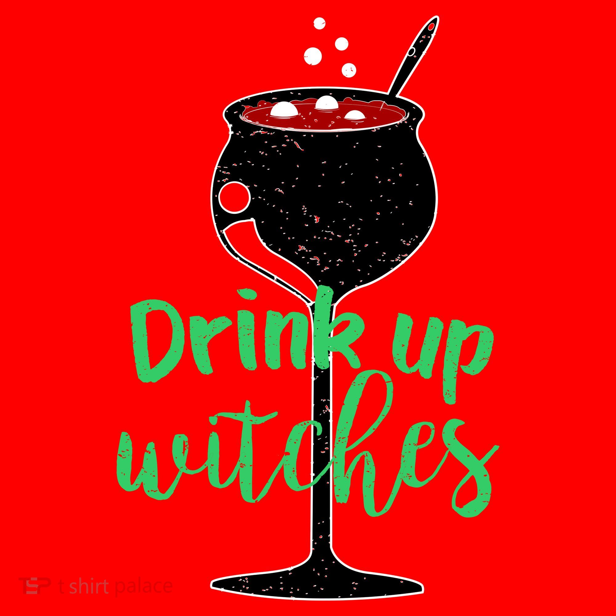 Drink Up Witches Halloween Wine Santa Hat