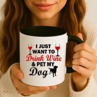 Drink Wine & Pet My Dog Coffee Mug thumb 3