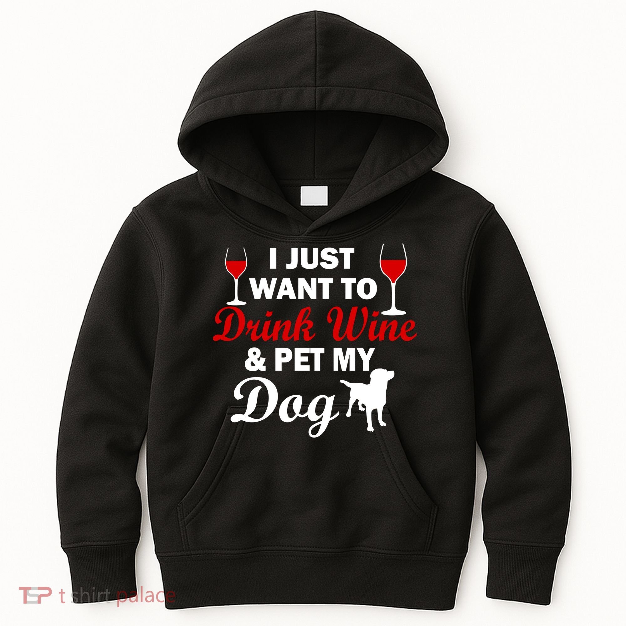 Drink Wine & Pet My Dog Kids Hoodie