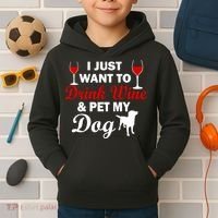 Drink Wine & Pet My Dog Kids Hoodie thumb 2