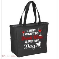 Drink Wine & Pet My Dog Tote Bag thumb 2