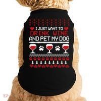 Drink Wine And Pet My Dog Ugly Christmas Doggie Tank thumb 0