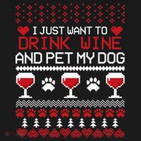 Drink Wine And Pet My Dog Ugly Christmas Women's Tank Top thumb 5